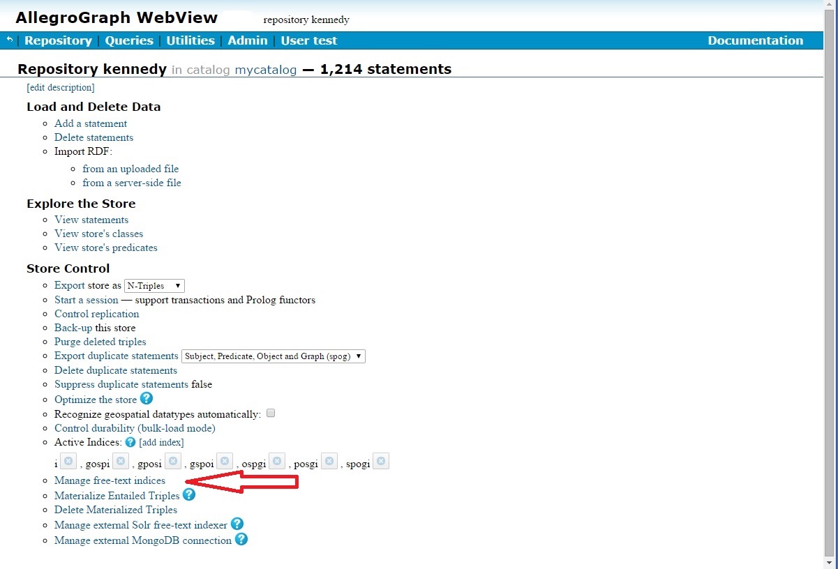 Manage free text indices