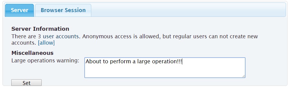 Setting the large operation warning