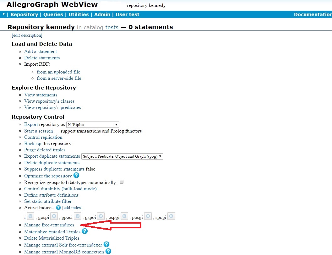 Manage free text indices