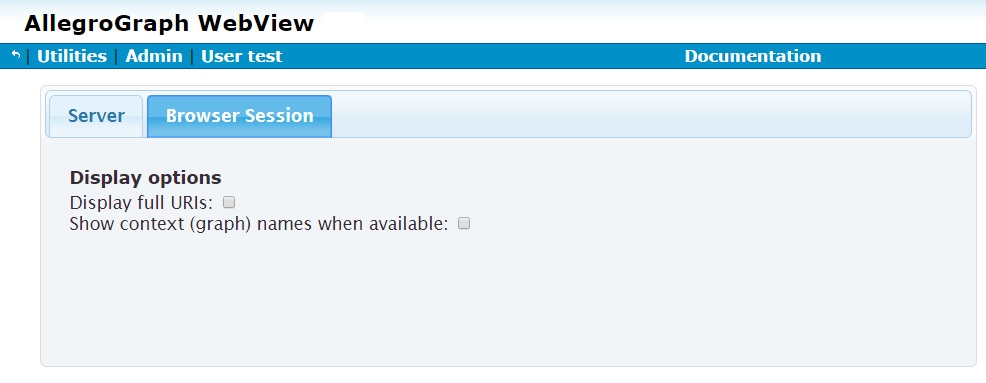 Settings page Browser Session tab
