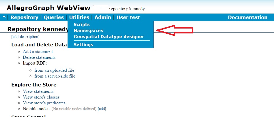 Utilities | Namespace menu choice