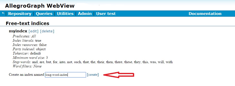 Free-text index page