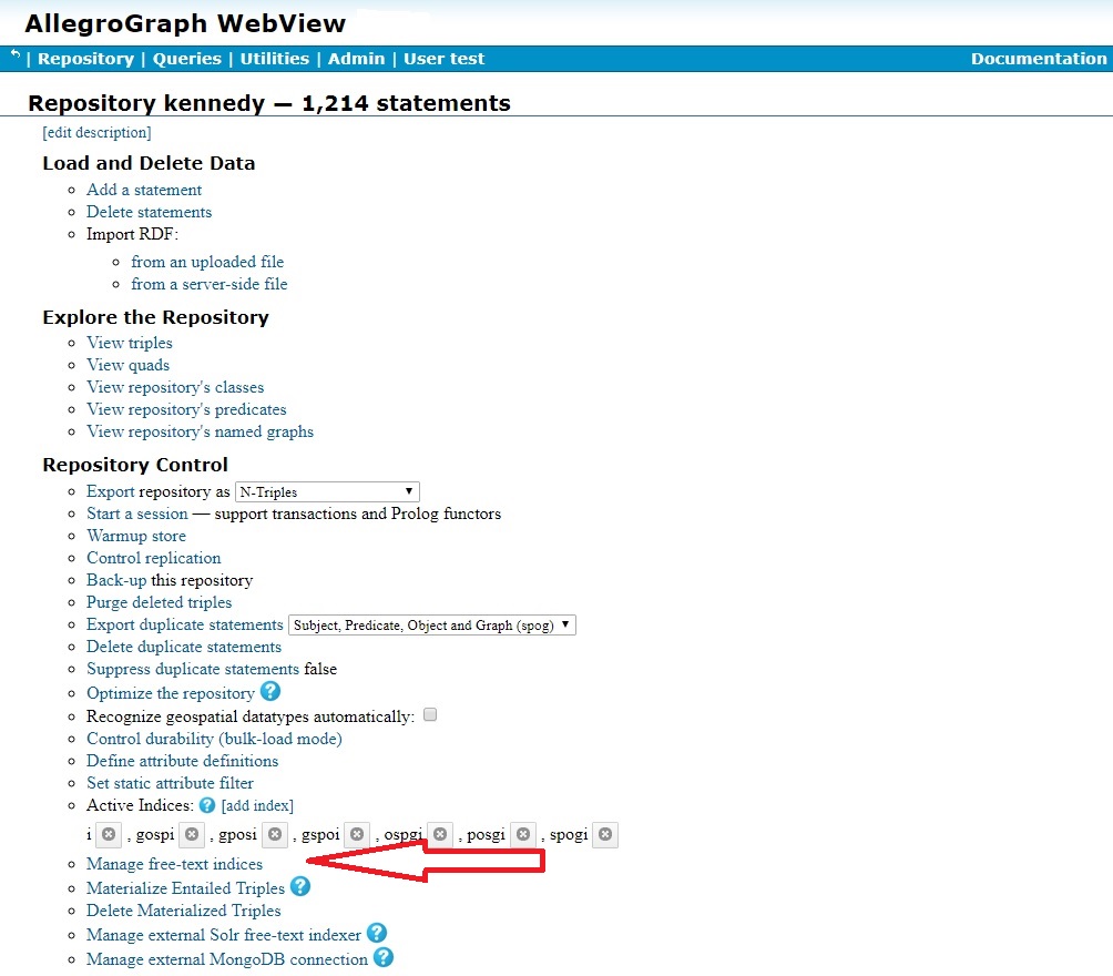 Manage free text indices