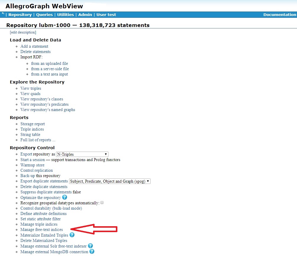 Manage free text indices