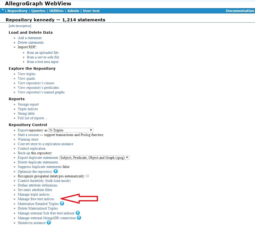 Manage free text indices
