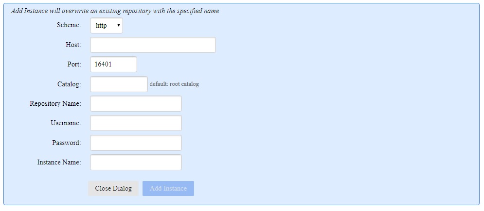 Add Cluster Instance Dialog