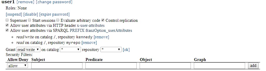User1 add security filter