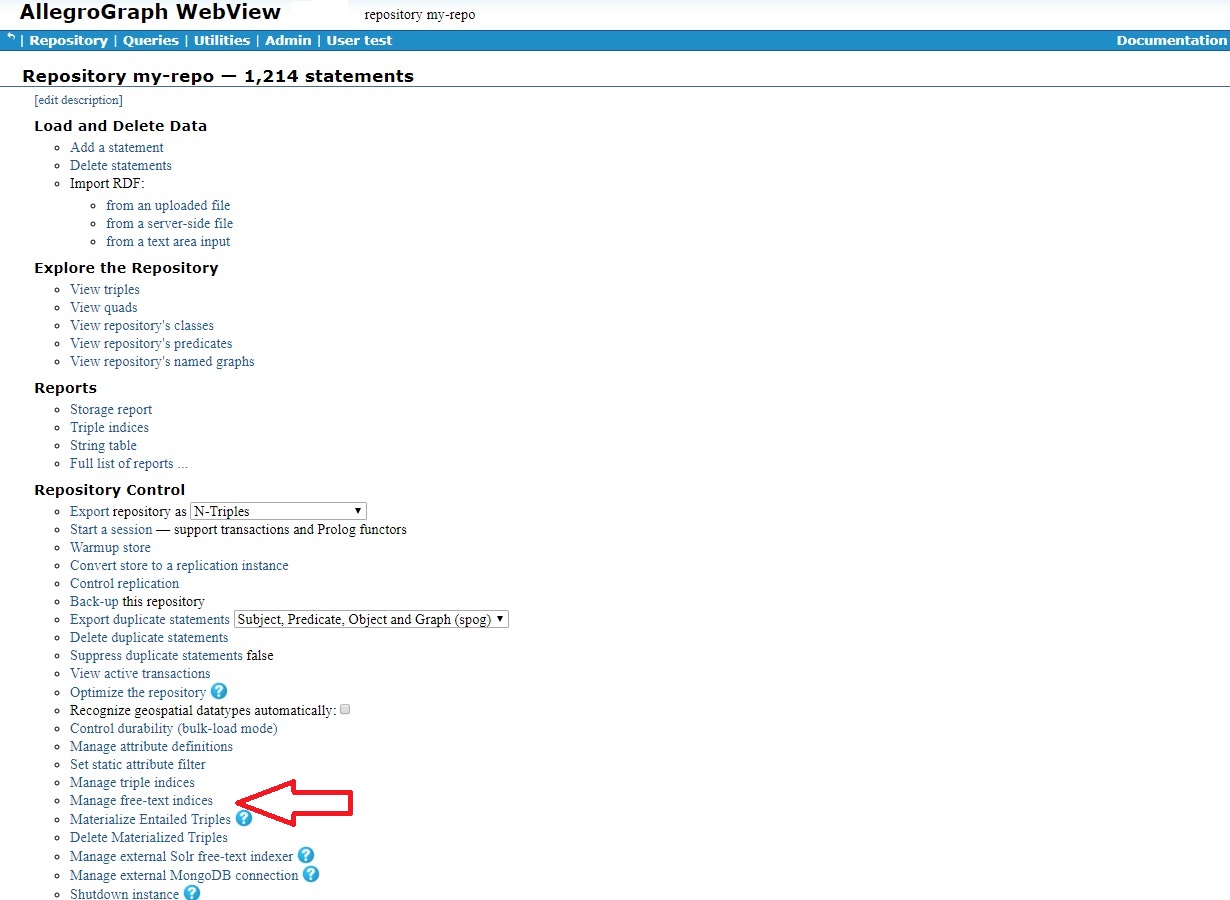 Manage free text indices