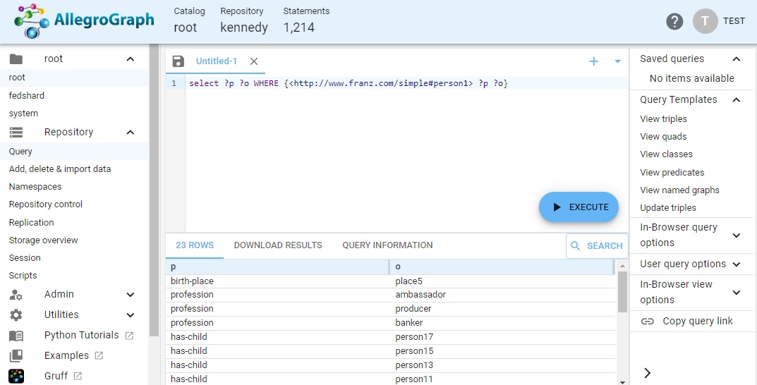 Triples with person1 as subject