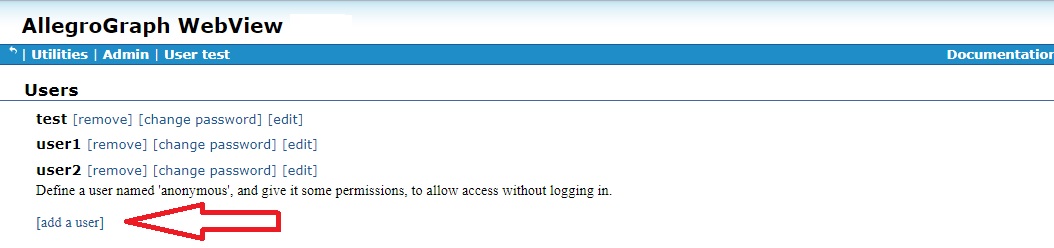 User list and Add a User link