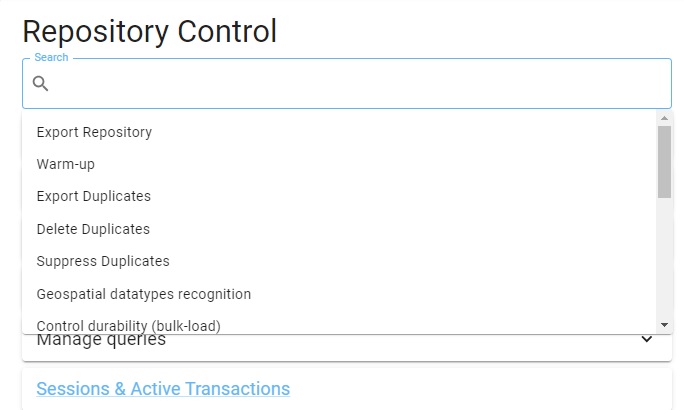 The repo control menu