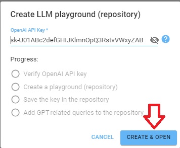 Dialog for OpenAI API key
