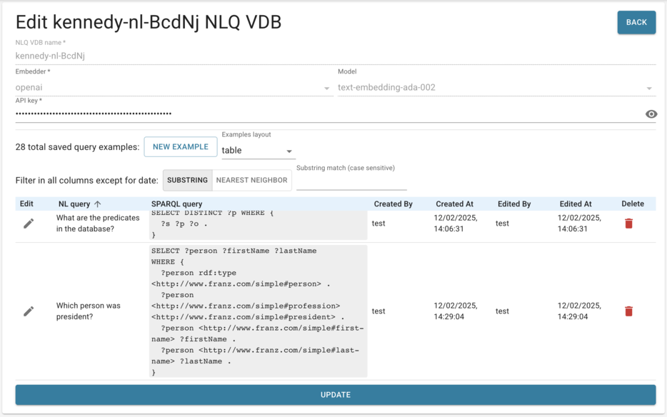 NL query in the VDB