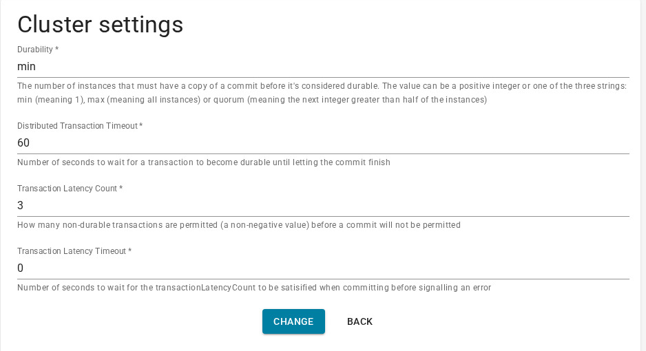 Cluster Settings